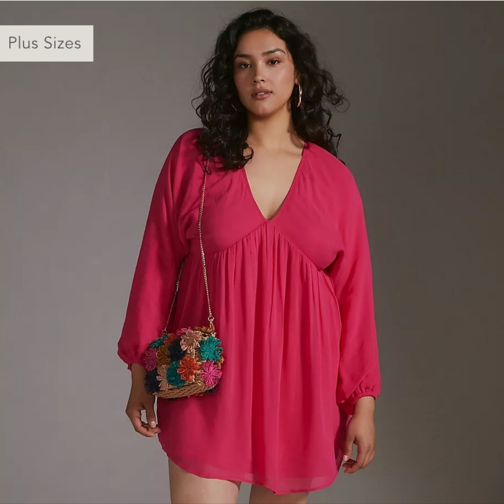 NWT Anthropologie Forever That Girl Sheer Flowy Mini Dress Size L